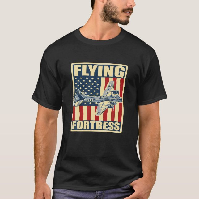 B-17 Flying Fortress Airplane USAF Flugzeug Bomber T-Shirt (Vorderseite)