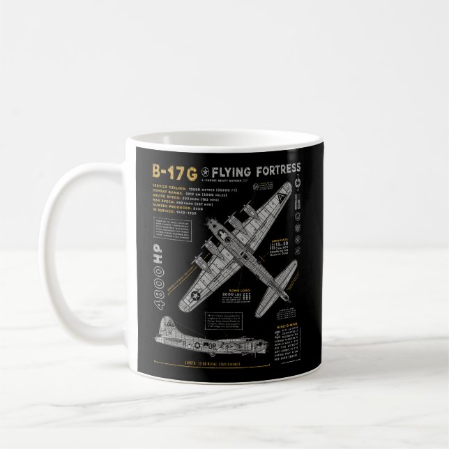 B-17 Flying Fortress Ww2 B-17G Bomber Aviation Kaffeetasse (Links)