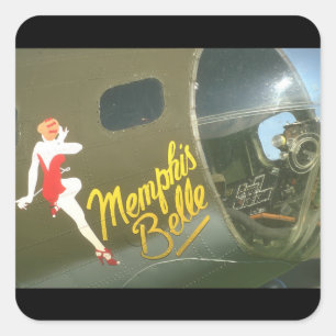 B-17 "Memphis Belle_Military Aircraft Quadratischer Aufkleber