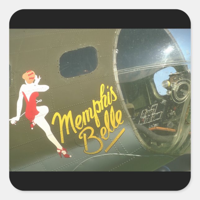 B-17 "Memphis Belle_Military Aircraft Quadratischer Aufkleber (Vorderseite)