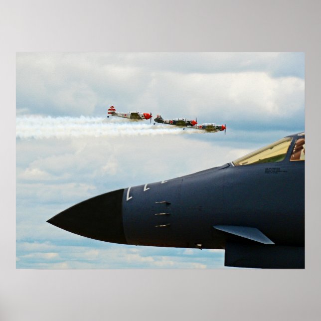 B-1 Bomber und WWII-Kampfflugzeuge Poster (Vorne)