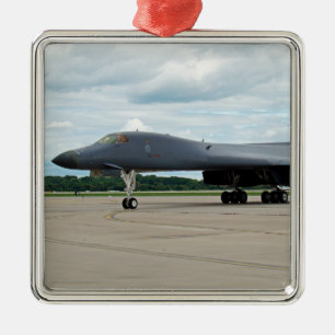 B-1B Lancer Bomber am Boden Silbernes Ornament