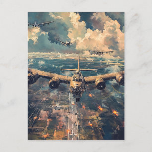 B-24-Bomber auf einer Mission Malerei Postkarte