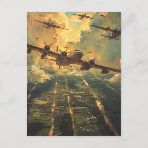 B-24-Bomber auf einer Mission Malerei Postkarte