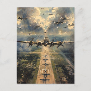 B-24 Bomber auf Mission Painting Postkarte