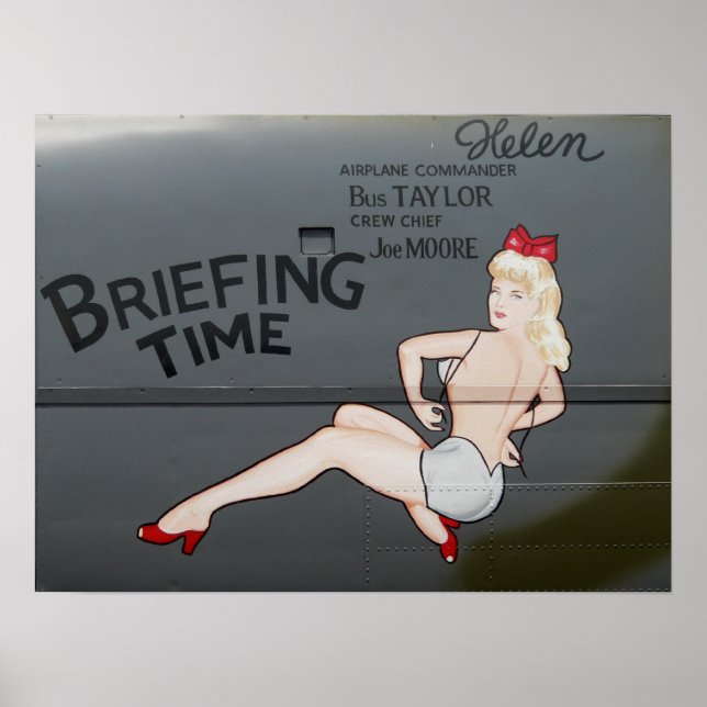 B-25 Briefing Time Nose Art Foto Poster (Vorne)