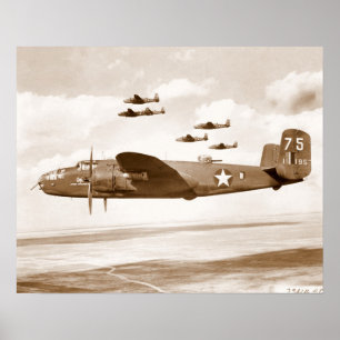 B-25 Mitchell Bomber Flugplakat Poster