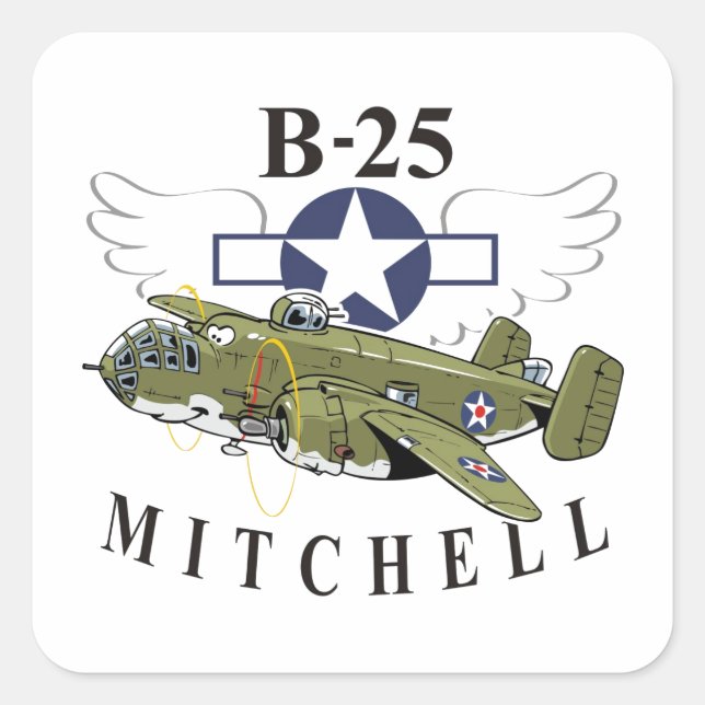 B-25 Mitchell Quadratischer Aufkleber (Vorderseite)
