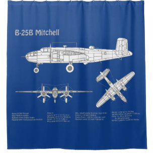 B-25B Mitchell Doolittle - Airplane Blueprint ABD Duschvorhang
