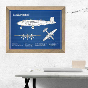 B-25B Mitchell Doolittle - Airplane Blueprint ABD Fotodruck
