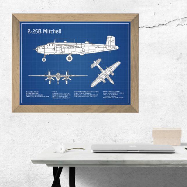 B-25B Mitchell Doolittle - Airplane Blueprint ABD Fotodruck (Von Creator hochgeladen)