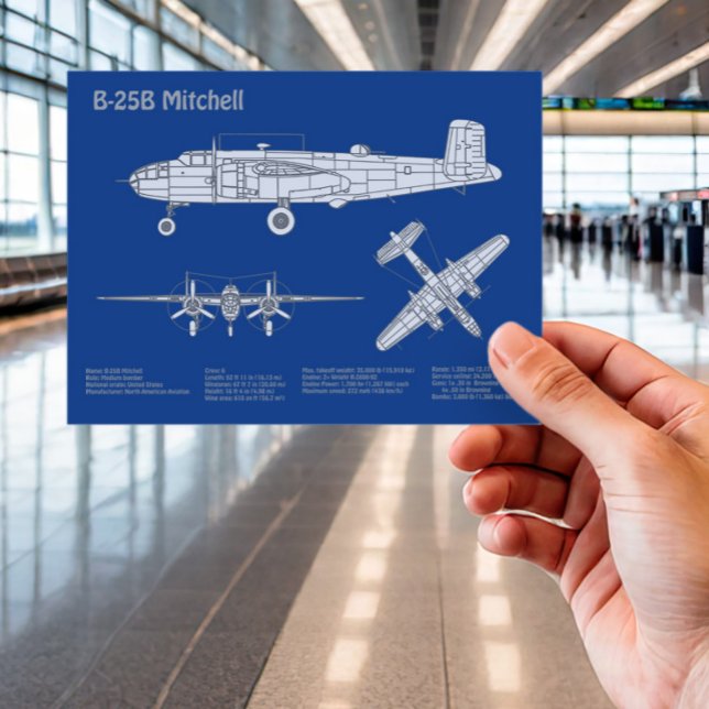 B-25B Mitchell Doolittle - Airplane Blueprint ABD Postkarte (Von Creator hochgeladen)