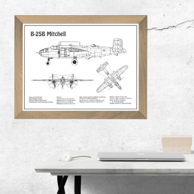 B-25B Mitchell Doolittle - Airplane Blueprint BD Fotodruck (Von Creator hochgeladen)
