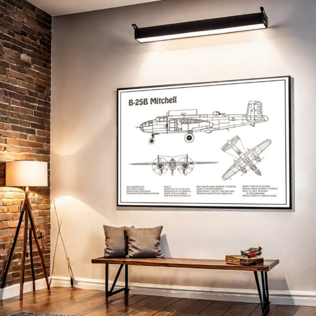 B-25B Mitchell Doolittle - Airplane Blueprint BD Poster (Von Creator hochgeladen)