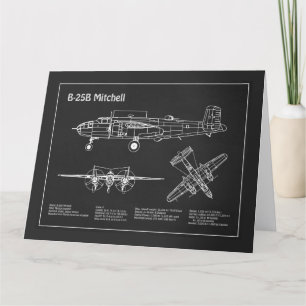 B-25B Mitchell Doolittle - Airplane Blueprint PD Dankeskarte