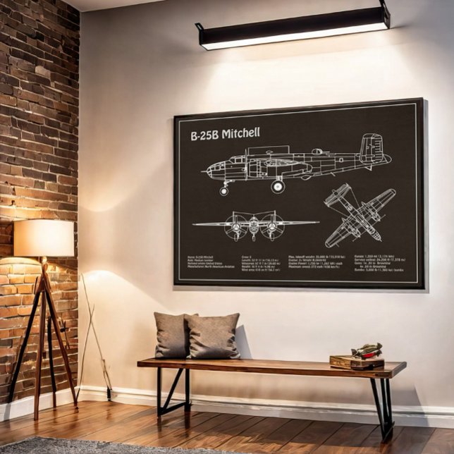 B-25B Mitchell Doolittle - Airplane Blueprint PD Poster (Von Creator hochgeladen)