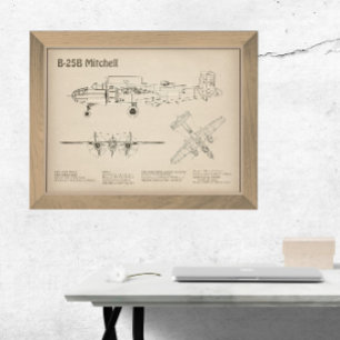 B-25B Mitchell Doolittle - Airplane Blueprint SD Fotodruck