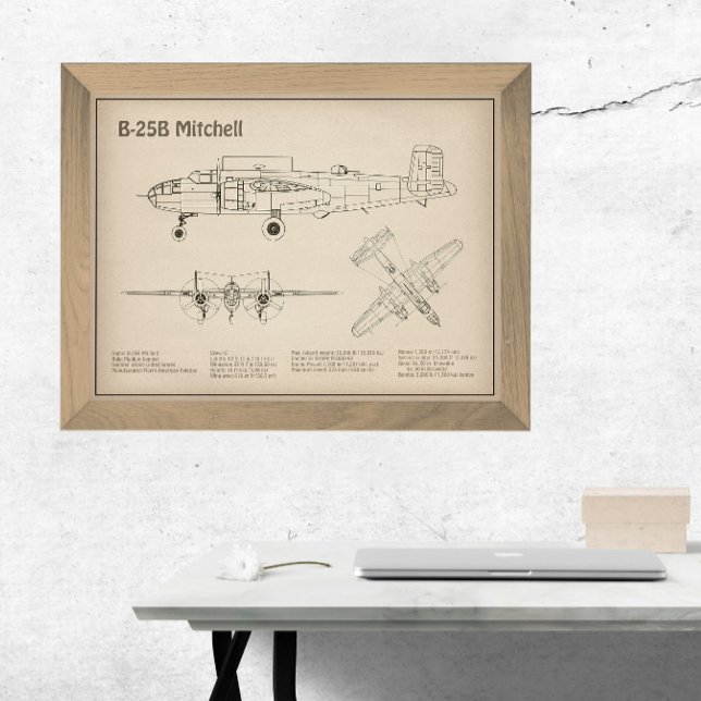 B-25B Mitchell Doolittle - Airplane Blueprint SD Fotodruck (Von Creator hochgeladen)