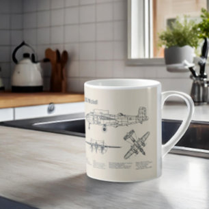 B-25B Mitchell Doolittle - Airplane Blueprint SD Kaffeetasse