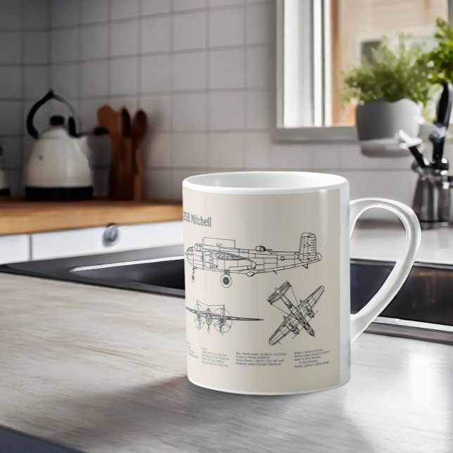 B-25B Mitchell Doolittle - Airplane Blueprint SD Kaffeetasse (Von Creator hochgeladen)