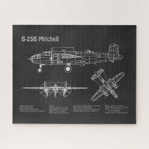 B-25B Mitchell Doolittle - Flugzeug-Blueprint PD Puzzle