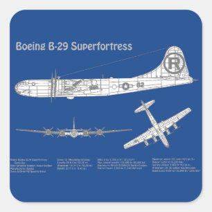 B-29 Superfortress - Flugzeugkonzepte ABD Quadratischer Aufkleber