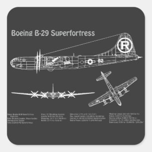 B-29 Superfortress - Flugzeugkonzepte PD Quadratischer Aufkleber