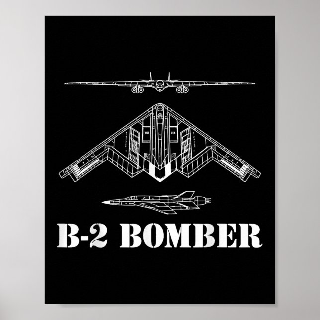 B-2-Bomber-Flugzeug-Schaltplan Militärischer Tarnk Poster (Vorne)