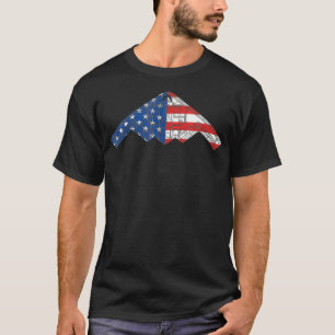 B-2 Bomber Stealth Aircraft Schematic American Fla T-Shirt