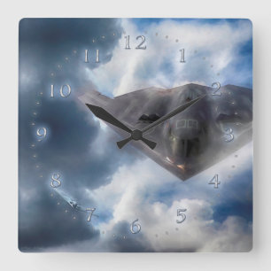 B-2 Spirit Stealth Bomber GHOST MAKER Quadratische Wanduhr