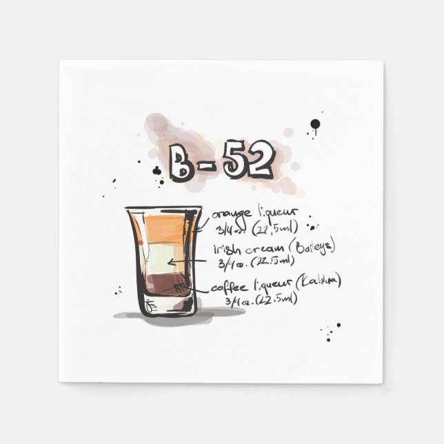 B-52 Rezept Drink Cocktail Napkin Serviette (Vorderseite)