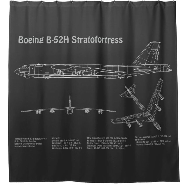 B-52 Stratofestress - Flugzeugkonzepte PD Duschvorhang (Vorderseite)