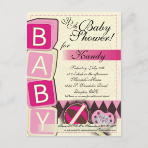 B-A-B-Y Baby Girl Shower Einladung
