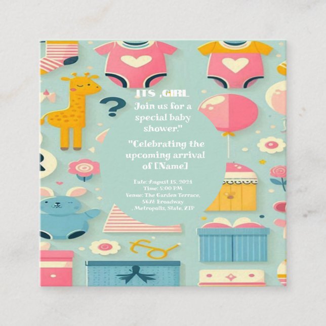 B ABYGIRLSHOWER PASTEL GREEN multiekemental Begleitkarte (Vorderseite)