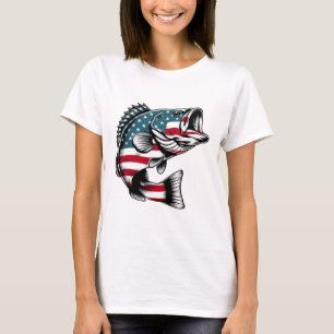 B Amerikanische USA-Flagge Angeln T-Shirt