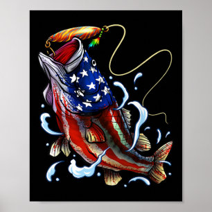 B Angeln Fisch Amerikanische Flagge Vater Vater Fo Poster