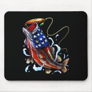 B Angelschnur Fisch Amerikanische Flagge Vater Fou Mousepad