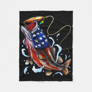 B Angelschnur Fisch Amerikanische Flagge Vater Vat Fleecedecke