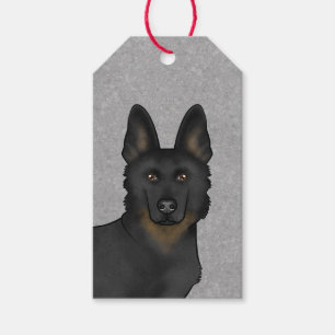 B-Black German Shepherd Niedlich Dog Head Gray Geschenkanhänger