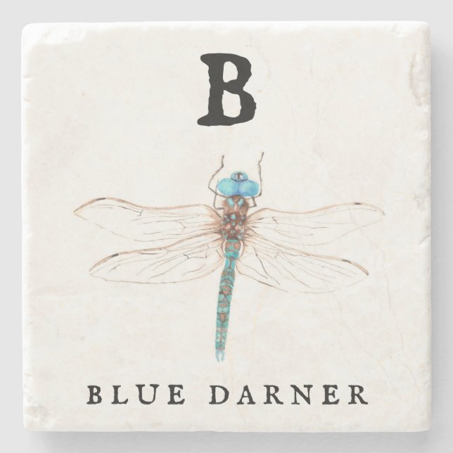 ‚B‘ Blue Darner Steinuntersetzer (Vorderseite)
