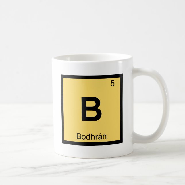 B - Bodhran Musik-Chemie-Periodensystem-Symbol Kaffeetasse (Rechts)