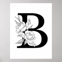 B botanisches Monogramm. Initialbuchstaben mit Bau