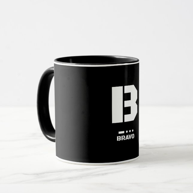 B (Bravo) NATO-Aussprachealphabet & Morse-Code Tasse (Vorderseite Links)