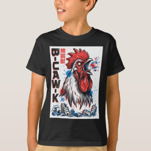 B-caw-k Lustiger Riesenhuhn Japanisches Monster Po T-Shirt