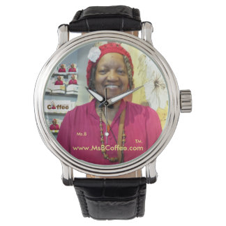 B Coffee-Black Vintag Leather Watch Armbanduhr