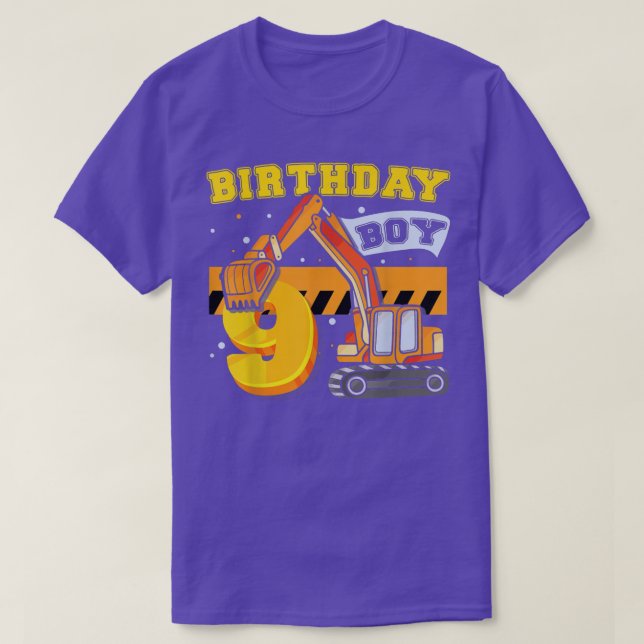 B-Day Boy 9 Years Old Digger Builder Construction  T-Shirt (Design vorne)