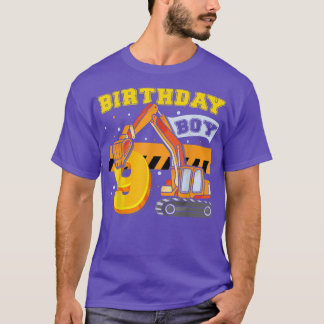 B-Day Boy 9 Years Old Digger Builder Construction T-Shirt