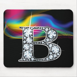 "B" Diamantblende mit Rainbow Swirl Mousepad