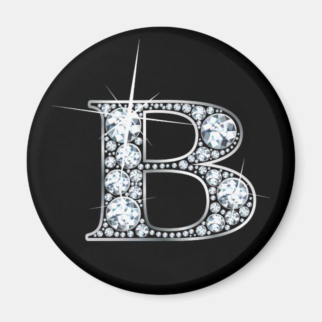 "B" Diamond Bling Magnet (Vorne)