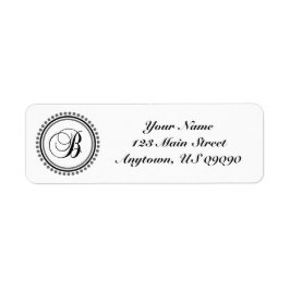 B Dot Circle Mongram Address Label (schwarz / grau